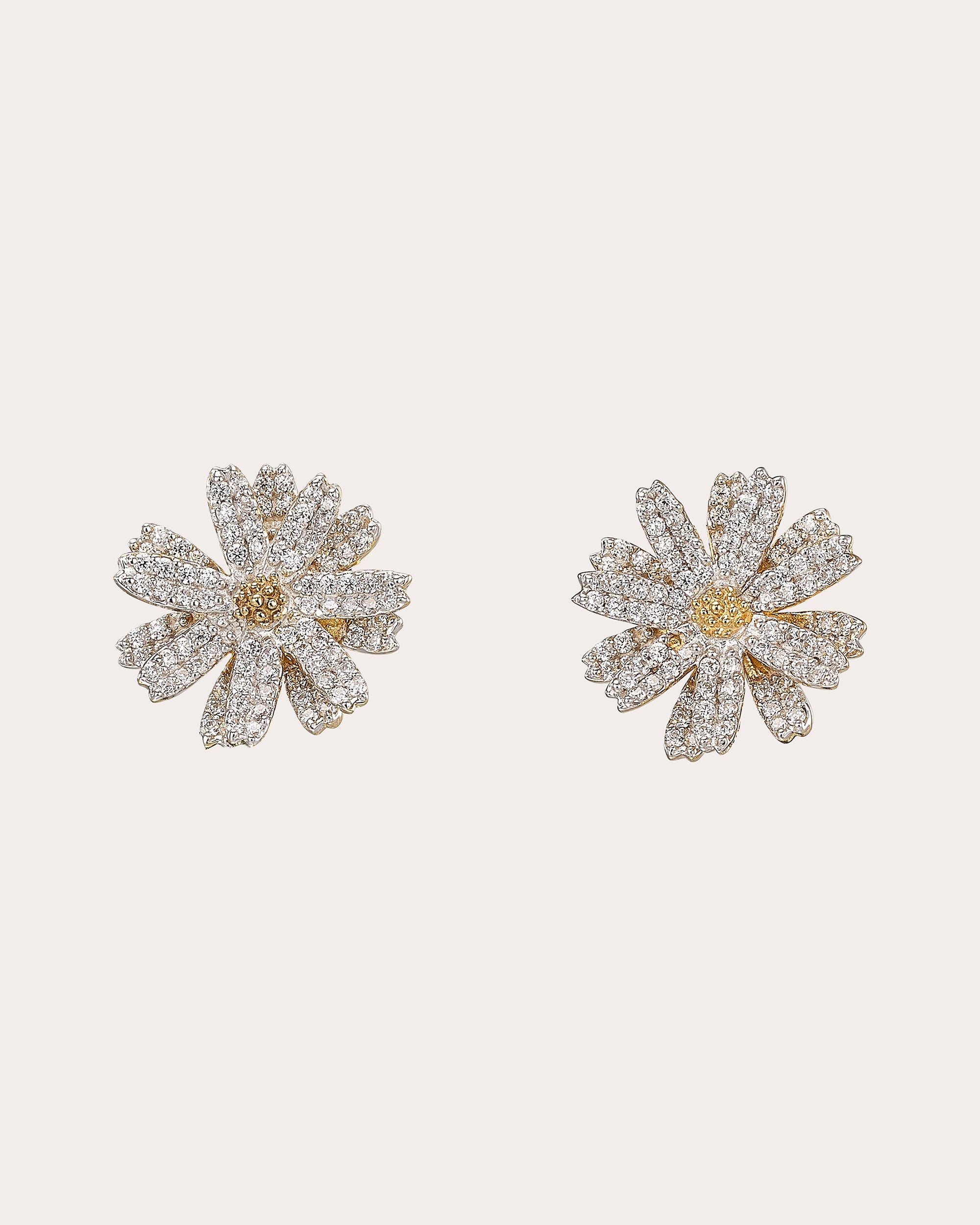White & Canary Diamond Daisy Earrings