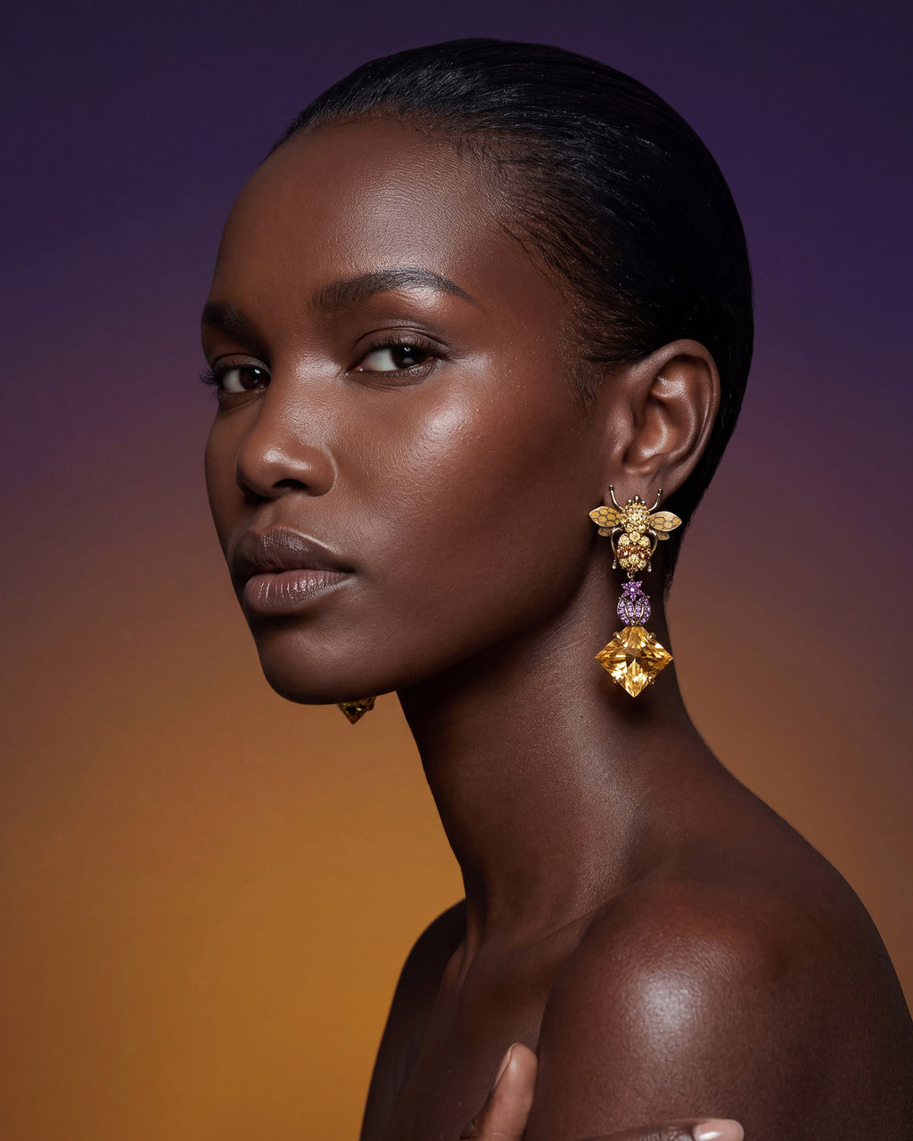 Citrine & Amethyst Bumble Drop Earrings