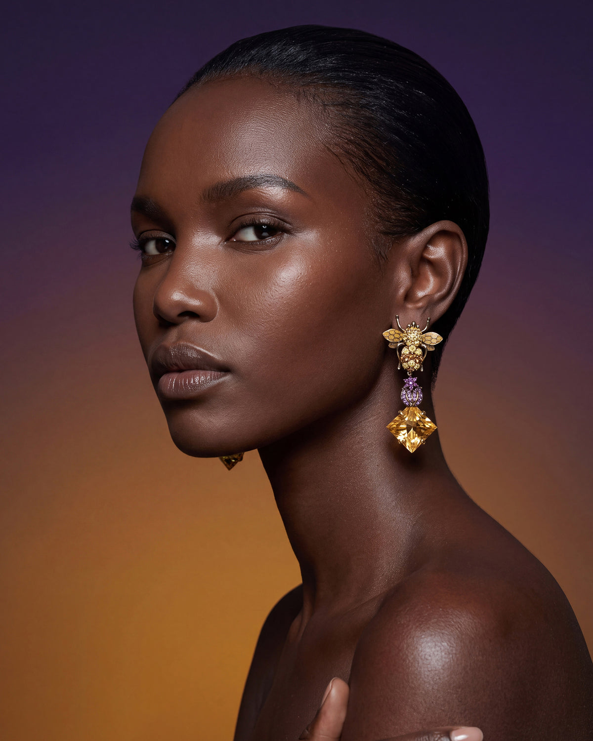 Citrine & Amethyst Bumble Drop Earrings