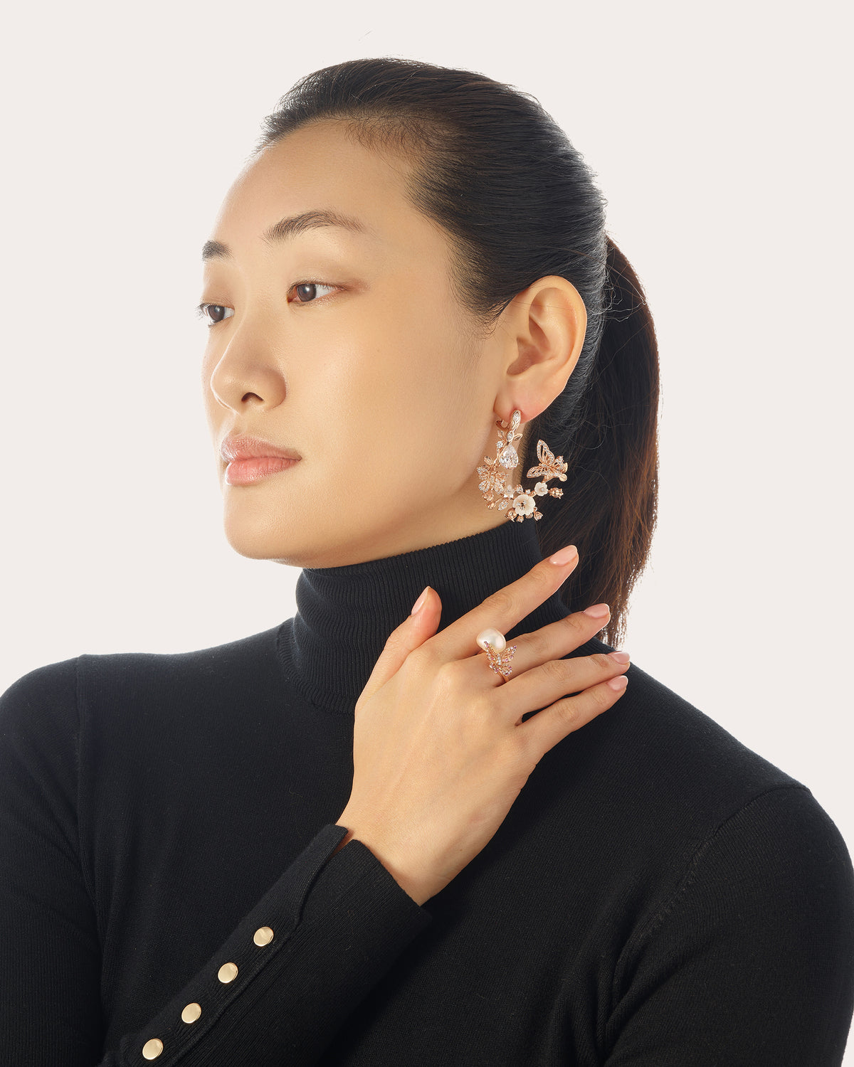 Diamond Butterfly Garland Earrings