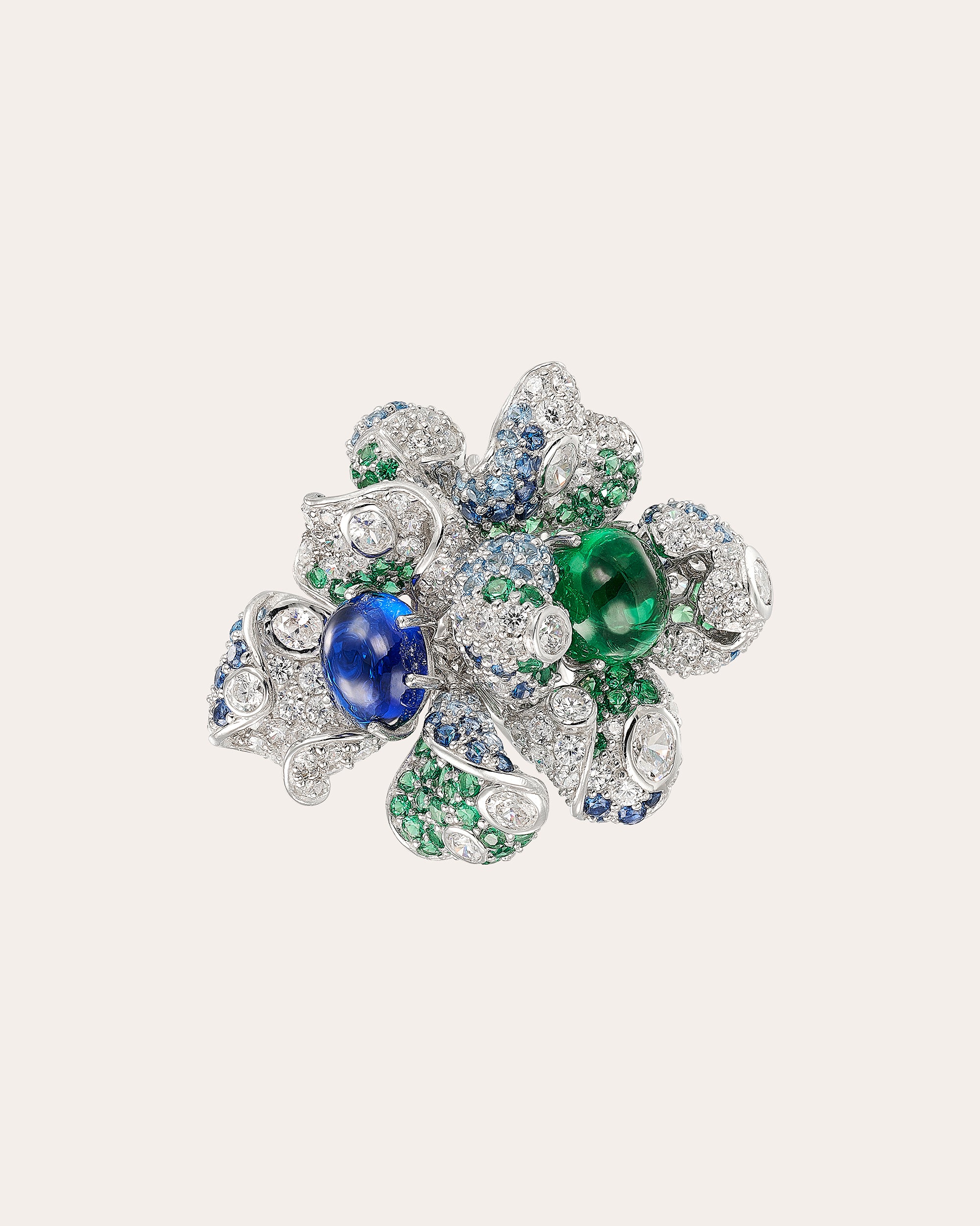 Emerald & Sapphire Blossom Ring