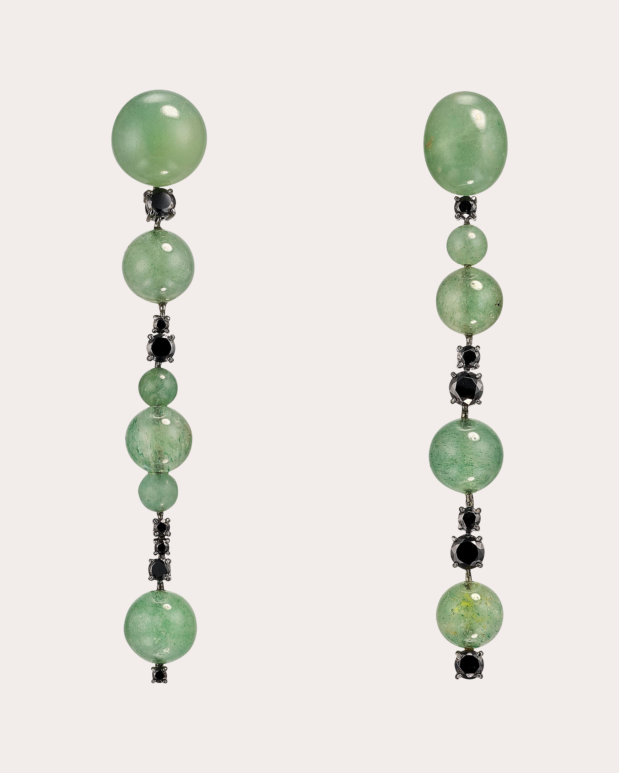 Jade & Black Onyx Matrix Love & Pain Drop Earrings