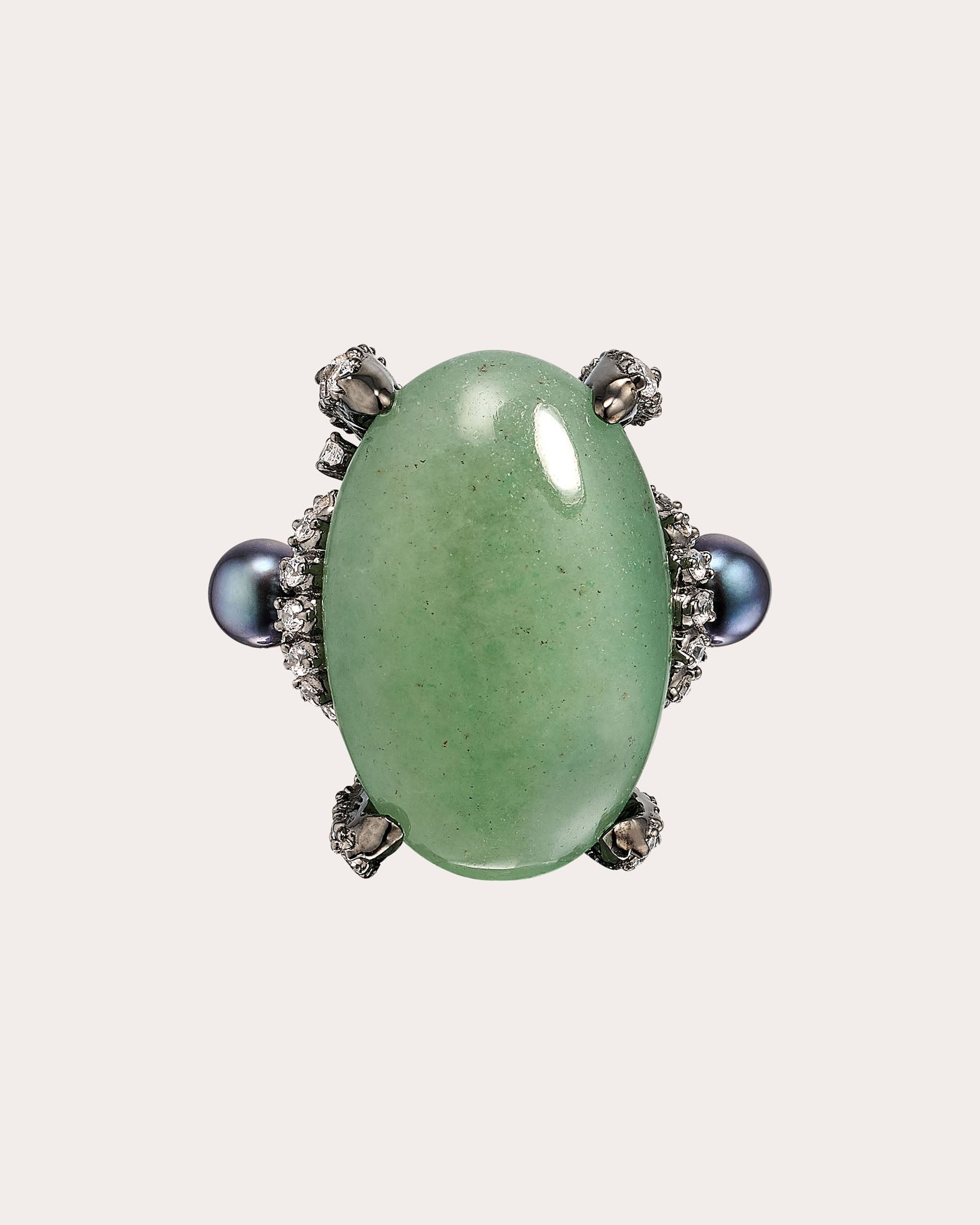 Jade & White Topaz Matrix Love & Pain Ring