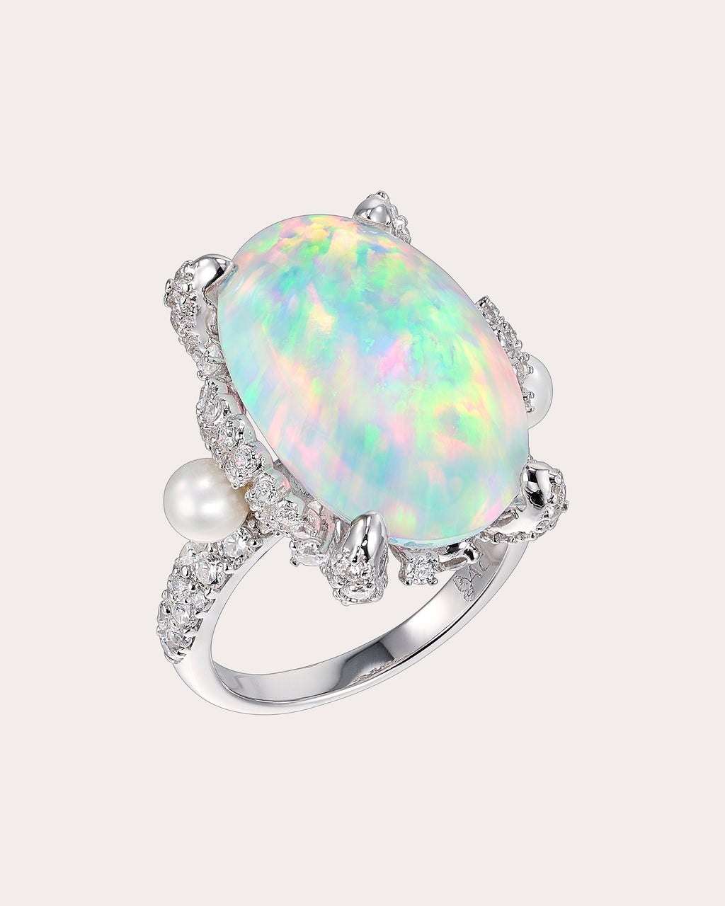 Blue Opal & Freshwater Pearl Mermaid Ring