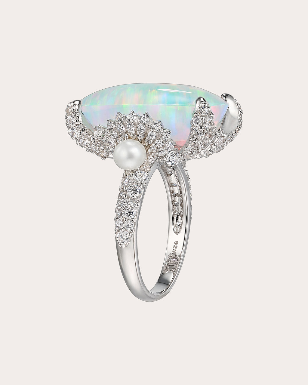 Blue Opal & Freshwater Pearl Mermaid Ring