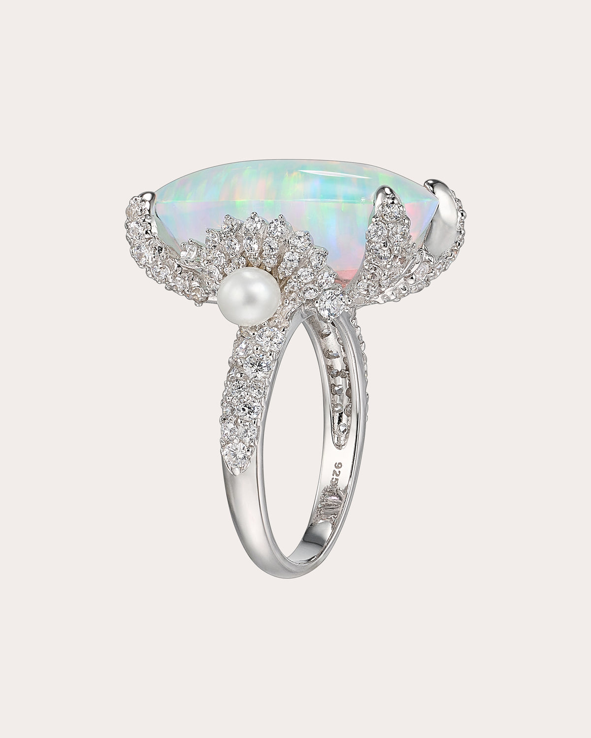 Blue Opal & Freshwater Pearl Mermaid Ring