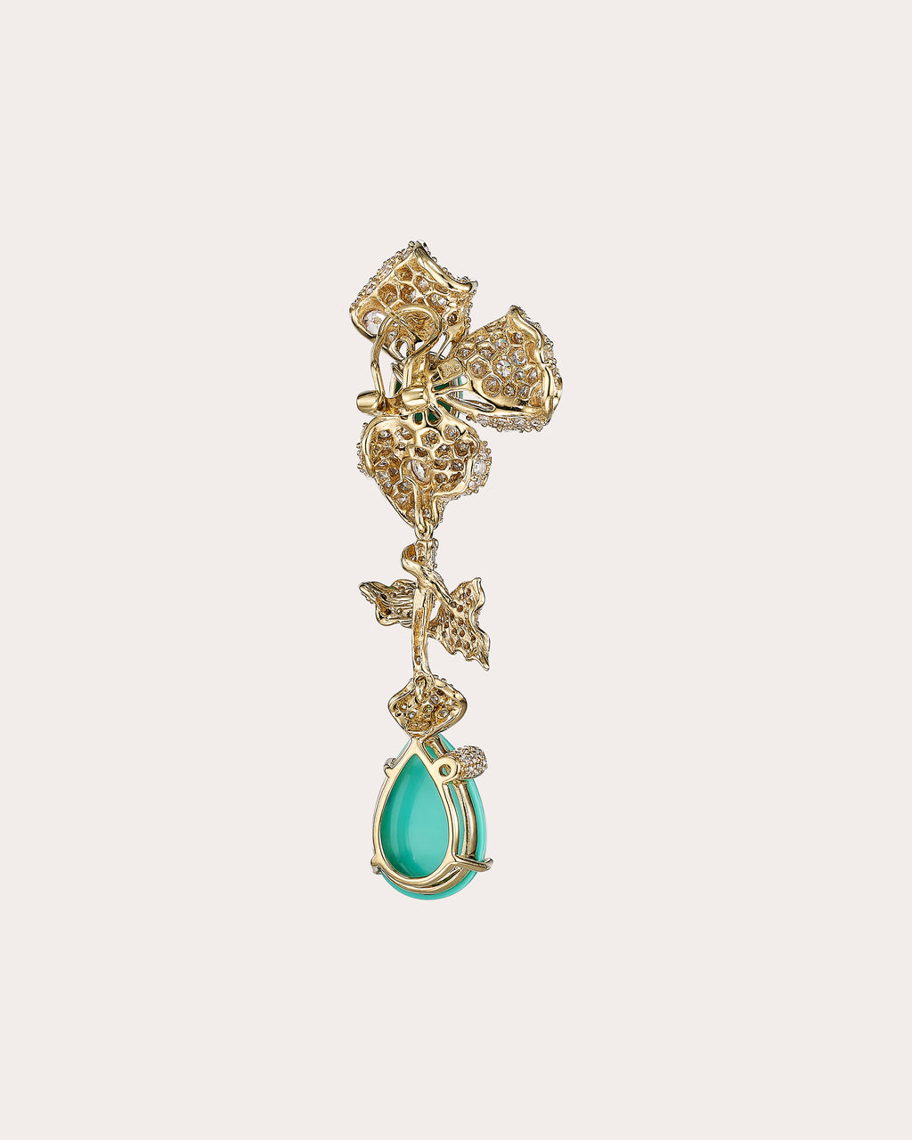 Turquoise & Diamond Orchid Drop Earrings