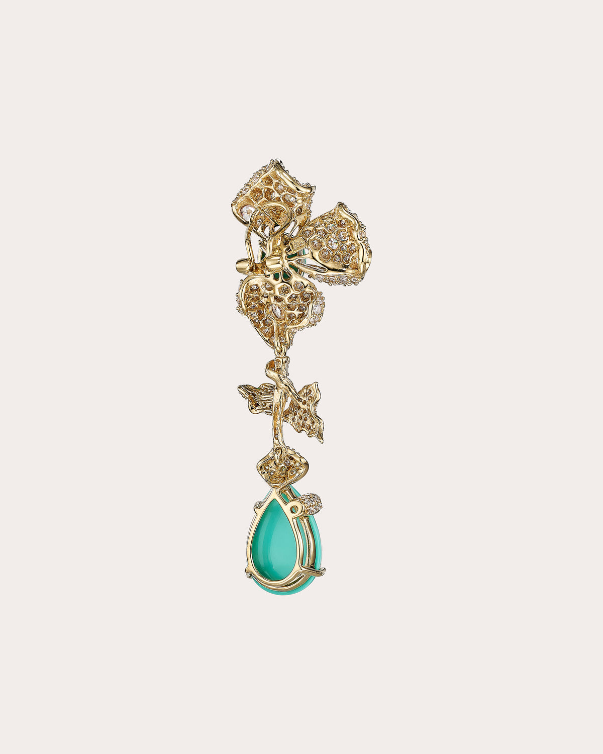 Turquoise & Diamond Orchid Drop Earrings