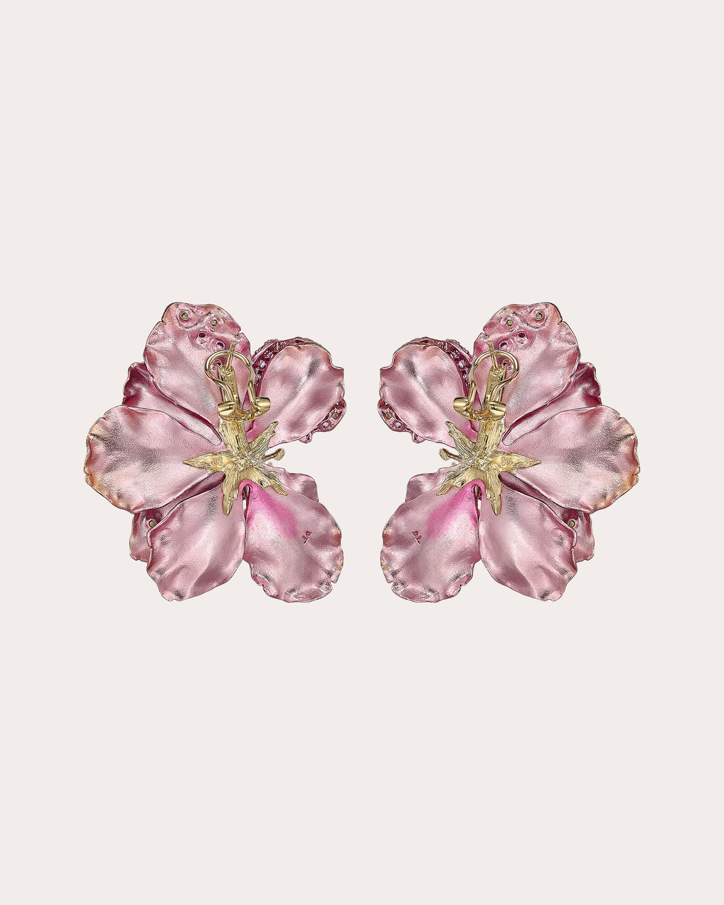 Pink Sapphire Peony Poppy Stud Earrings