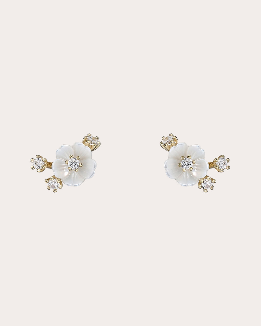 Diamond & Mother of Pearl Petite Floral Earrings