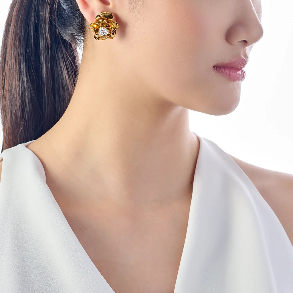 Diamond Reine de Soleil Stud Earrings