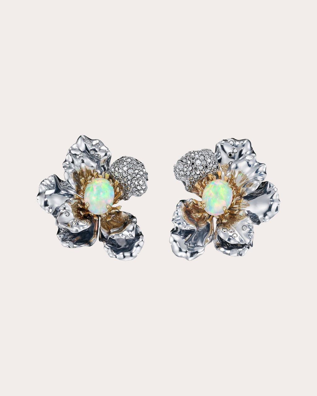 Blue Opal & Diamond Roi de la Lune Earrings