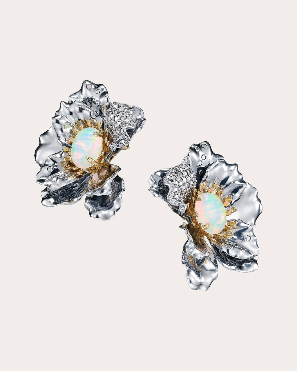 Blue Opal & Diamond Roi de la Lune Earrings