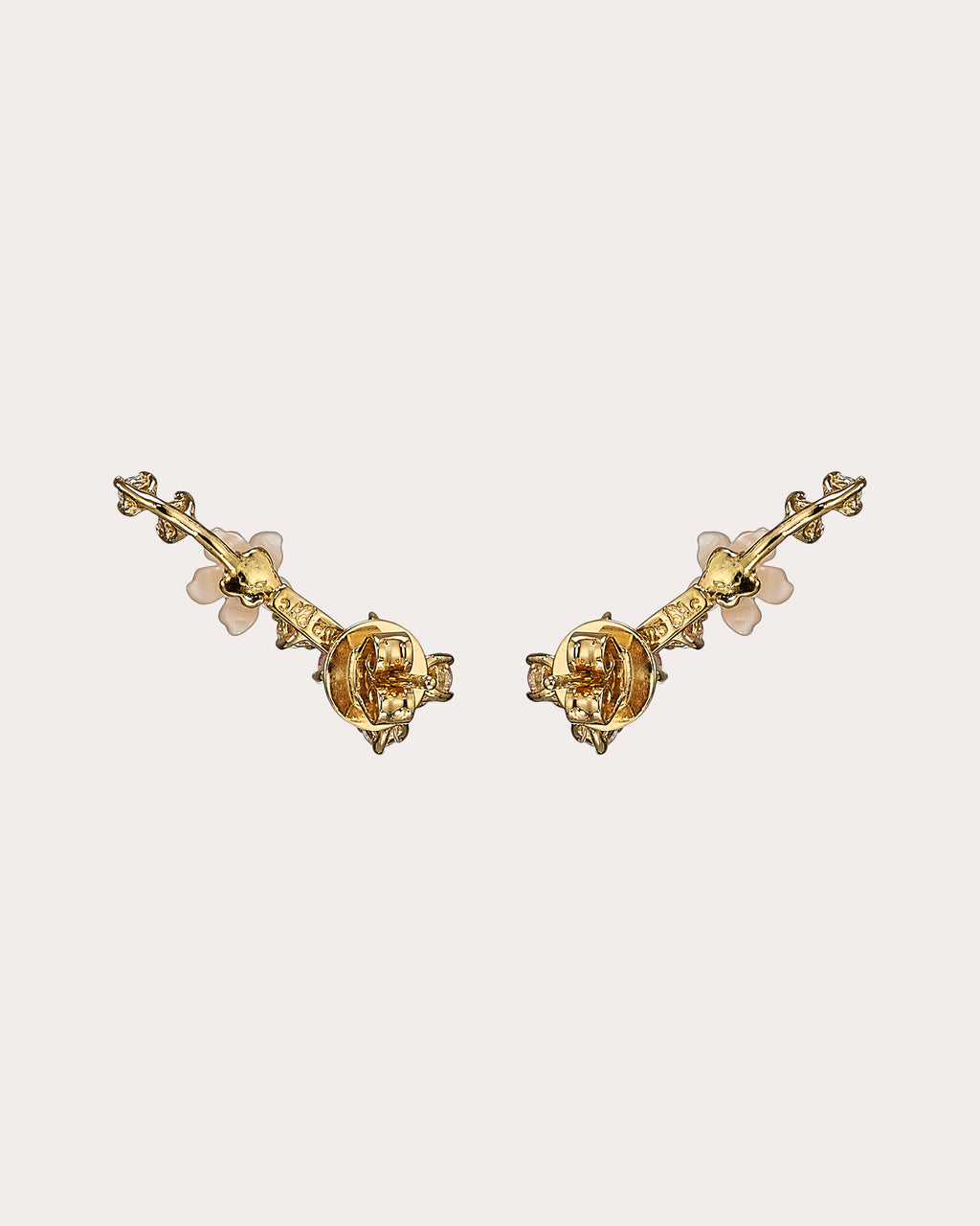 Diamond Rose Floral Ear Climbers