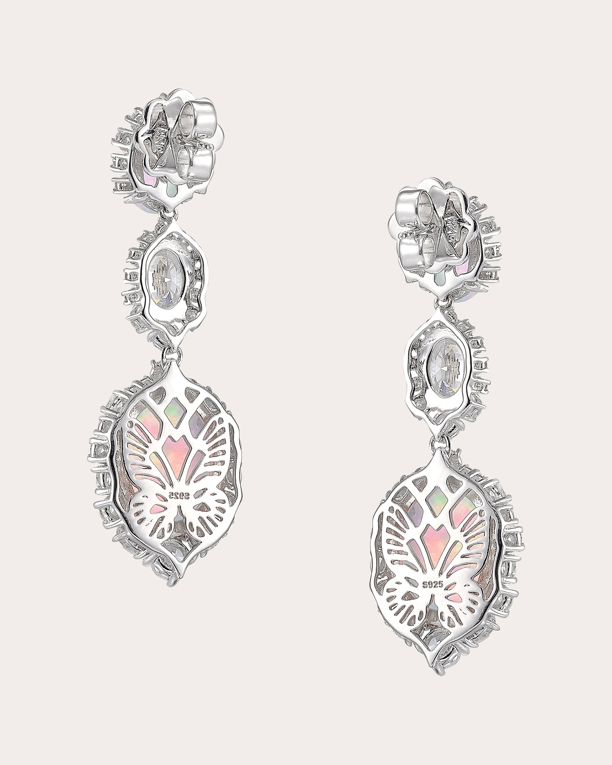Diamond & Sky Opal Cabochon Drop Earrings