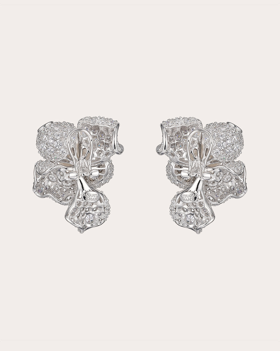 Diamond & Cultured Pearl Blossom Stud Earrings