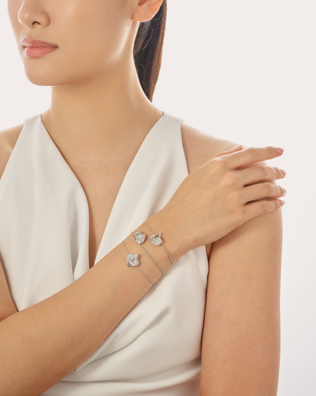 Diamond & 14k White Gold Petal Bracelet