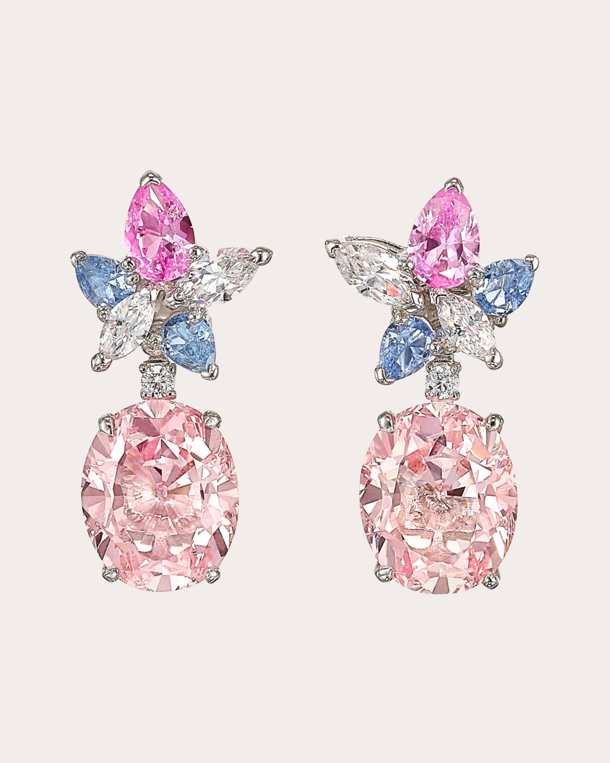 Diamond & Pink Sapphire Lily Drop Earrings