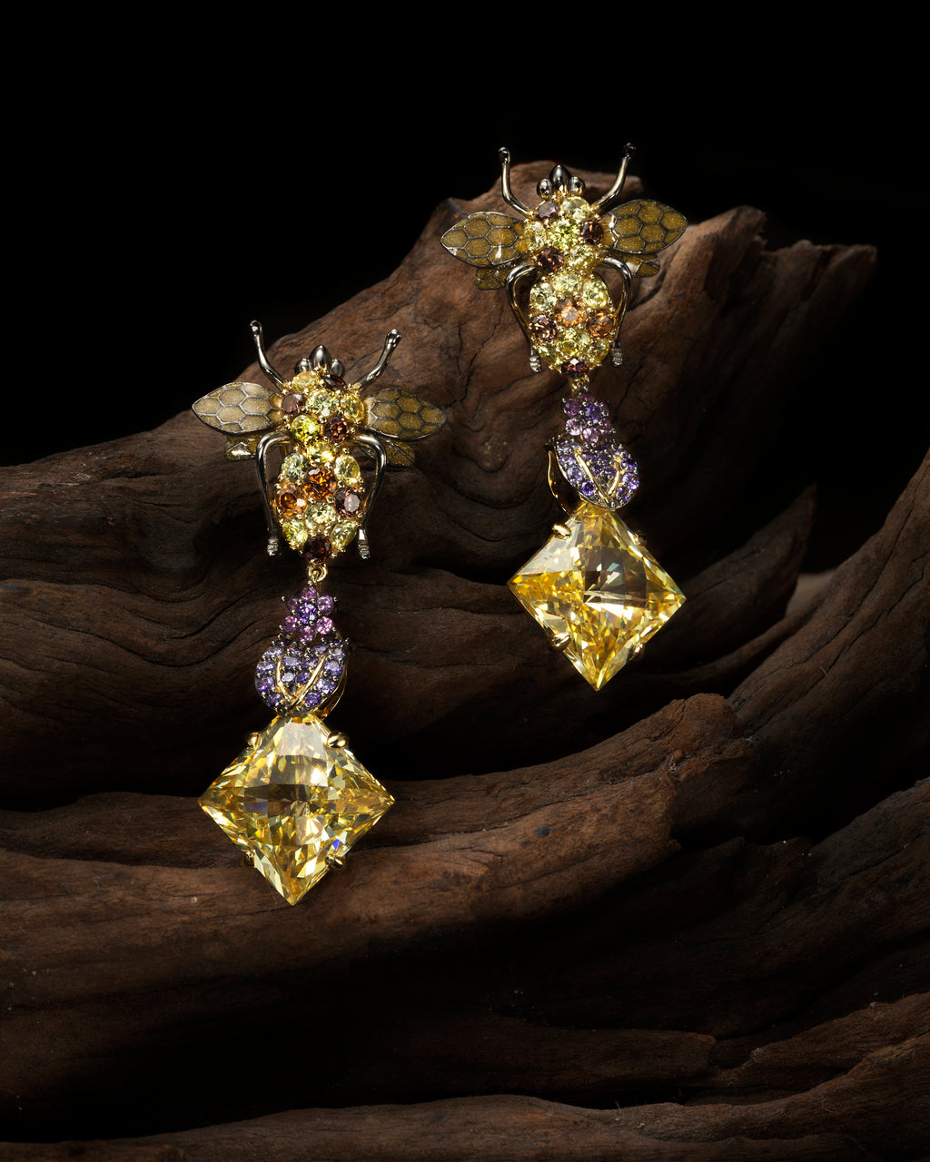 Citrine & Amethyst Bumble Drop Earrings