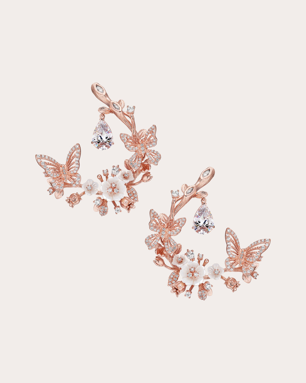 Diamond Butterfly Garland Earrings