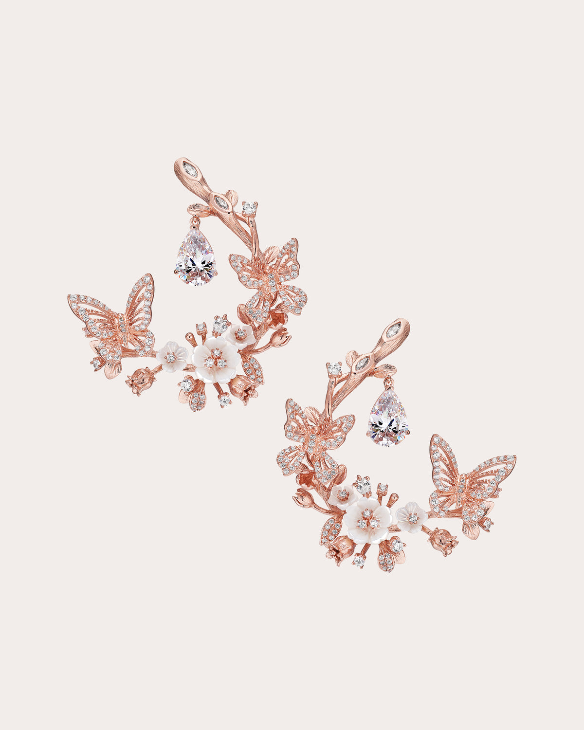 Diamond Butterfly Garland Earrings