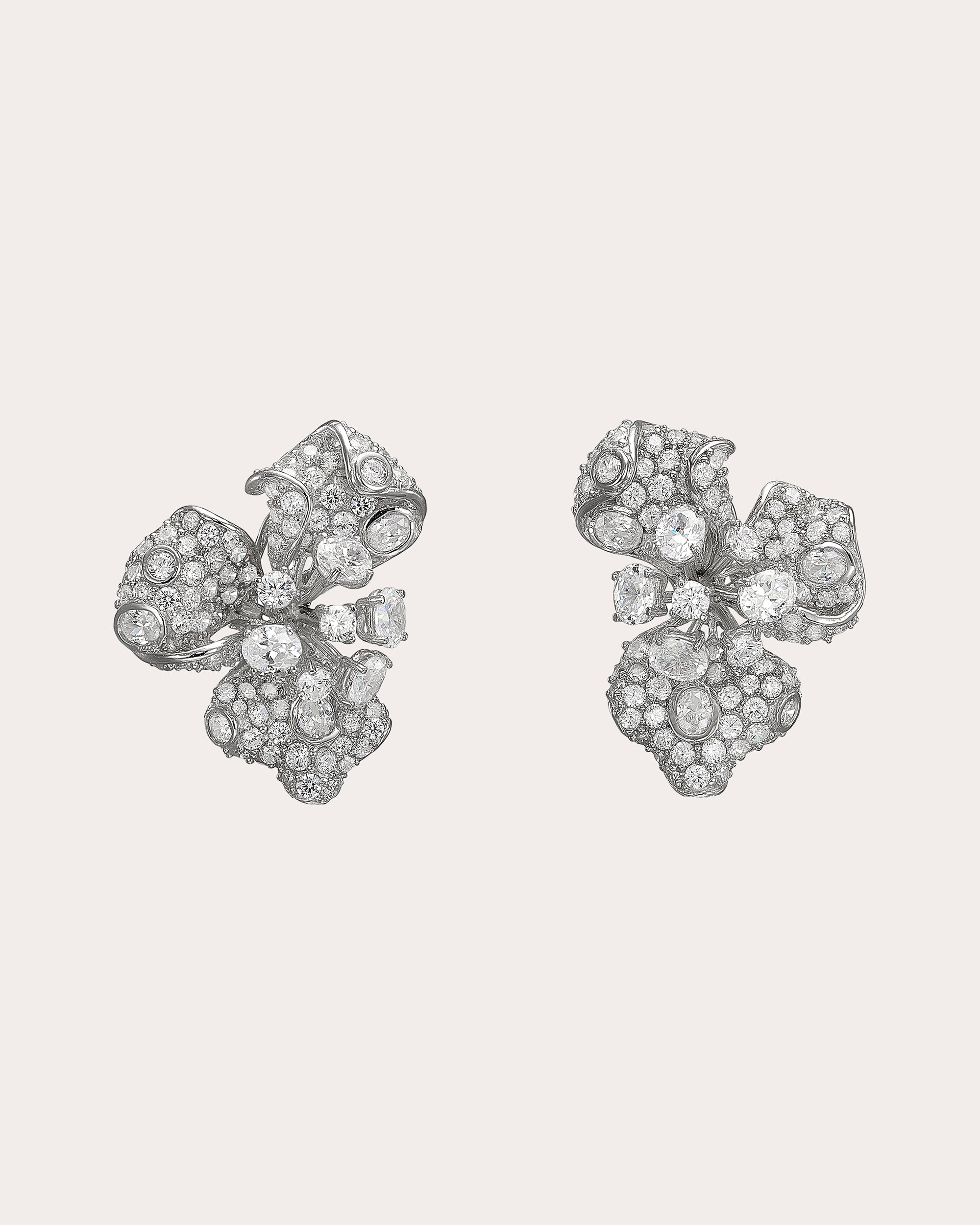 Diamond & Kashmir Sapphire Orchid Drop Earrings
