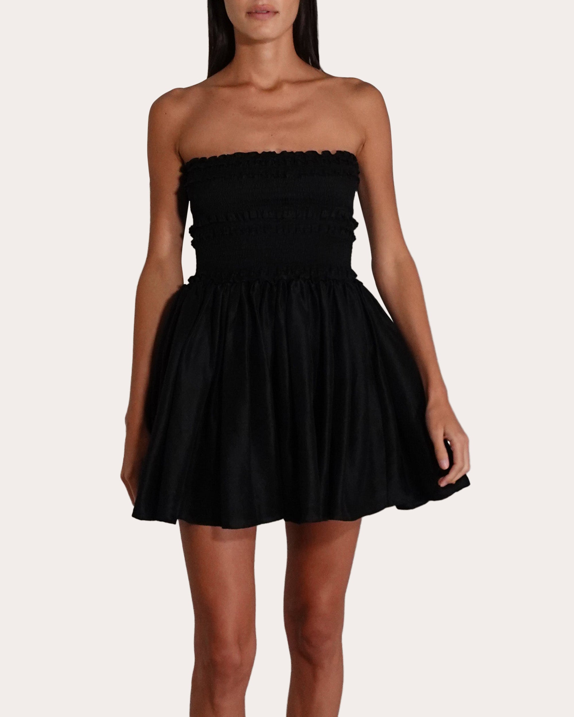 Anya Smocked Silk Mini Dress