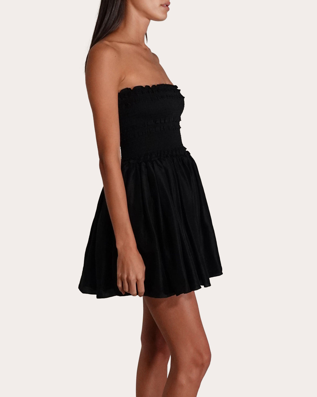 Anya Smocked Silk Mini Dress