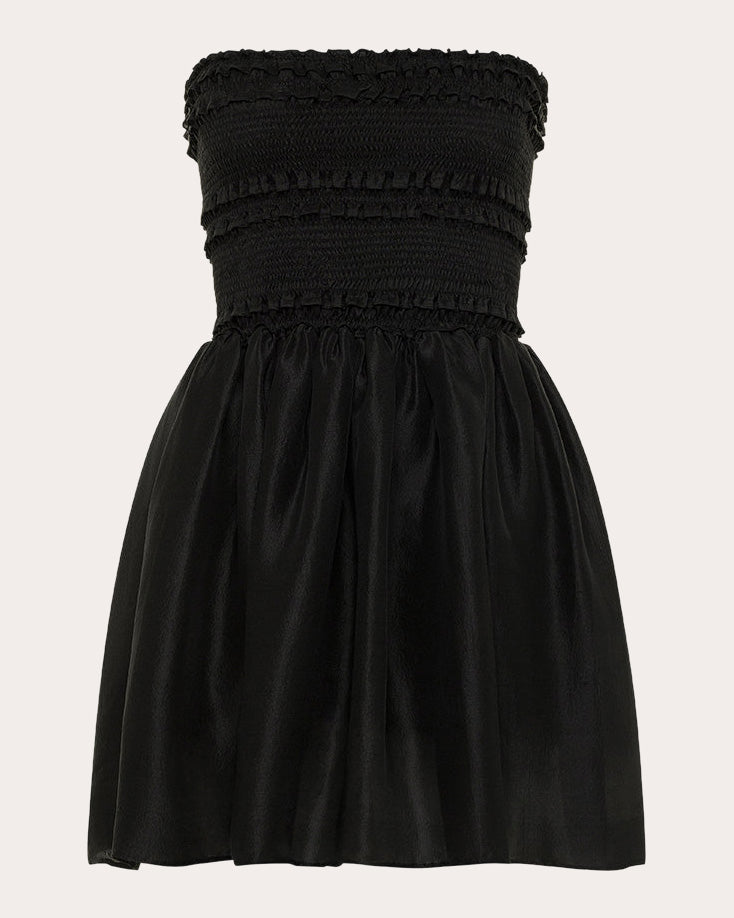 Anya Smocked Silk Mini Dress