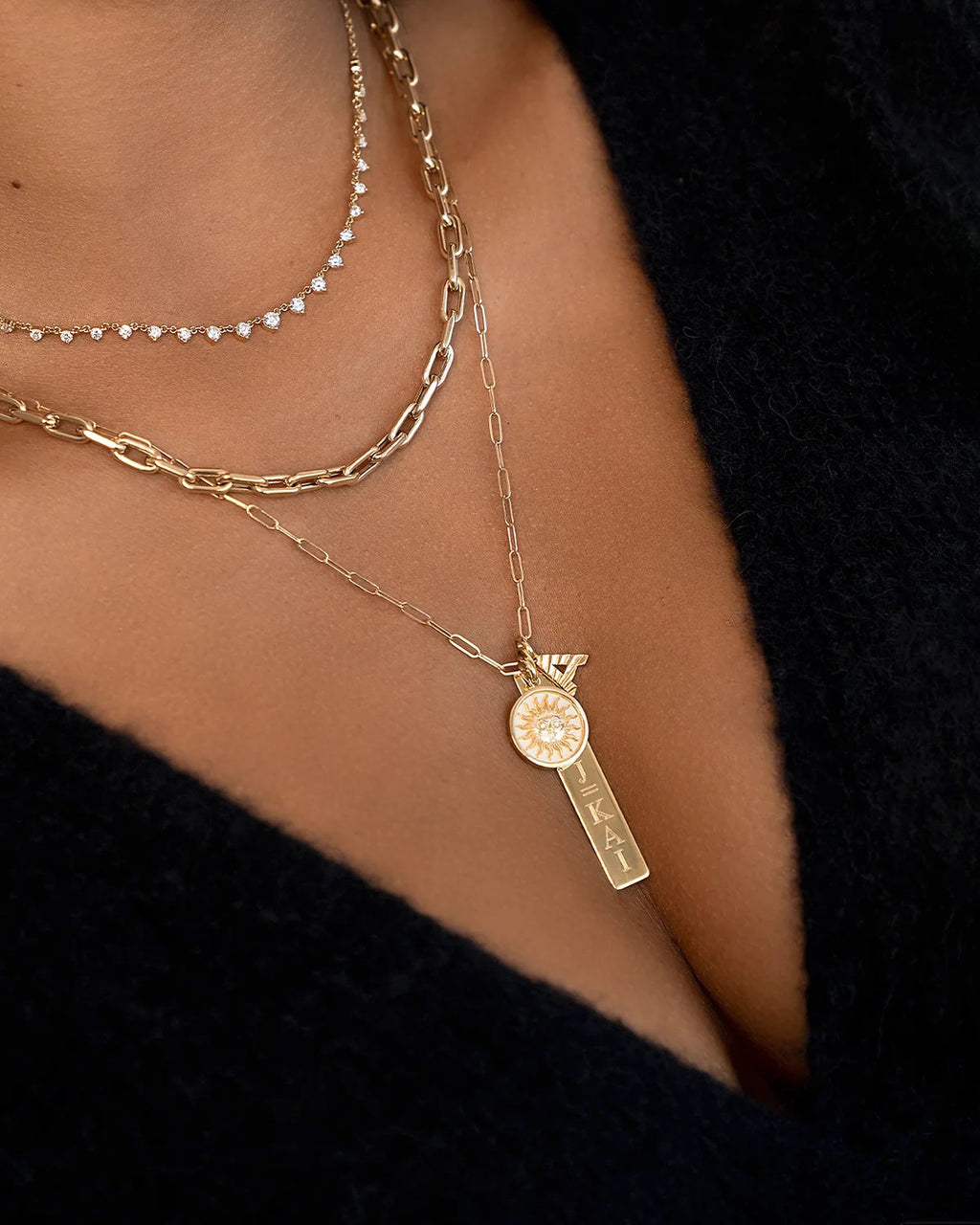 14K Gold Fluted Initial Pendant