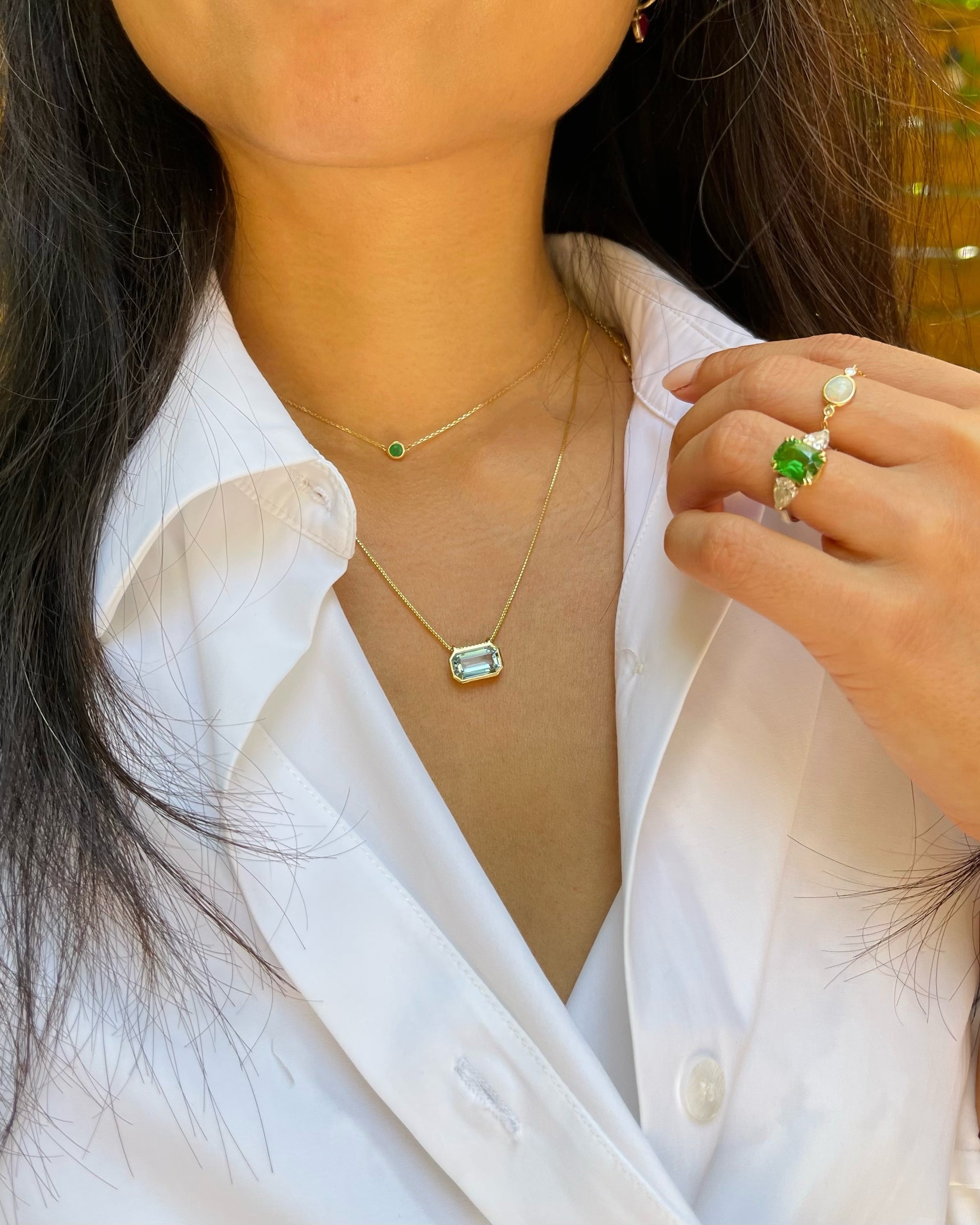Aquamarine Nouveau Pendant Necklace