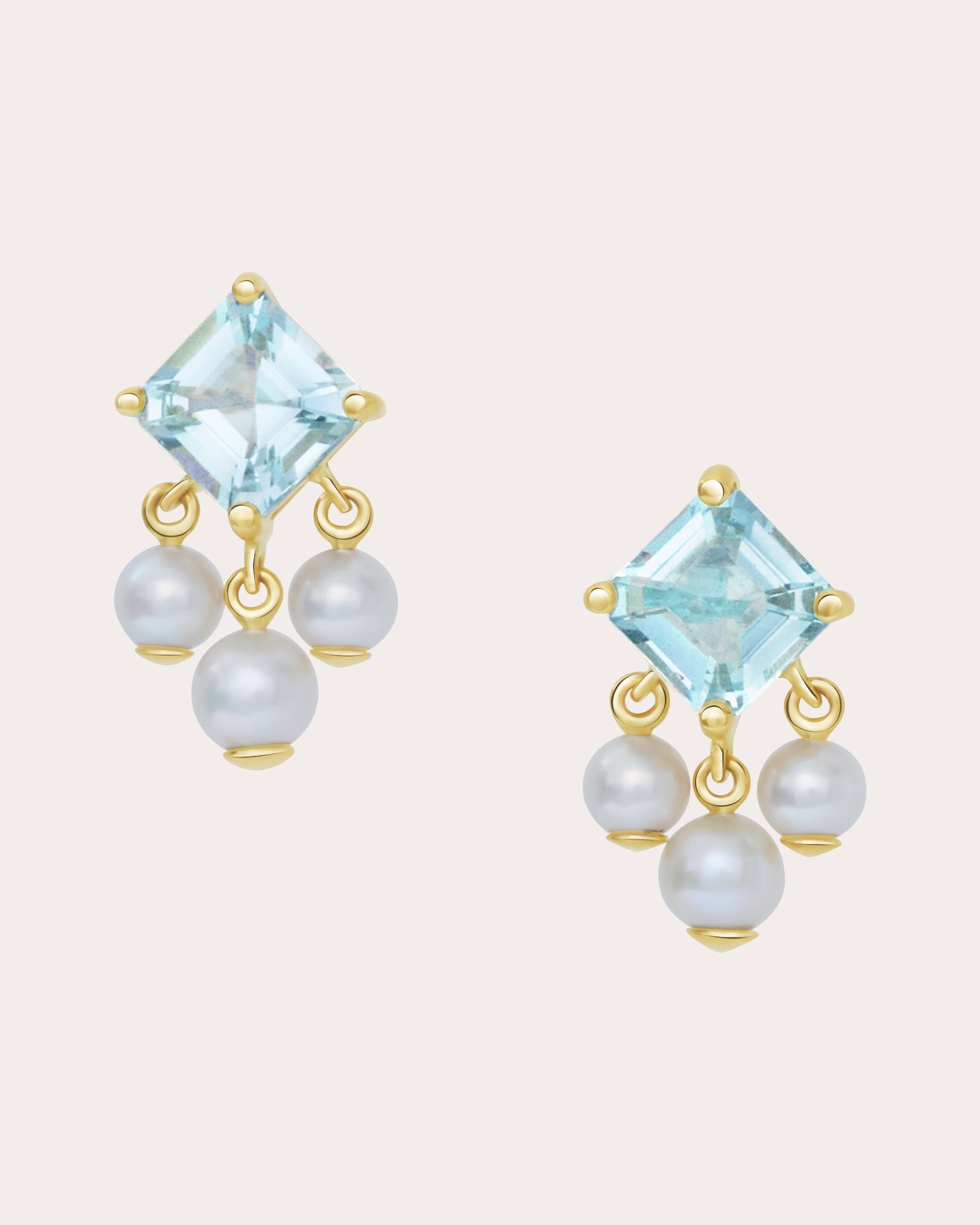 Aquamarine & Pearl Nymph Stud Earrings