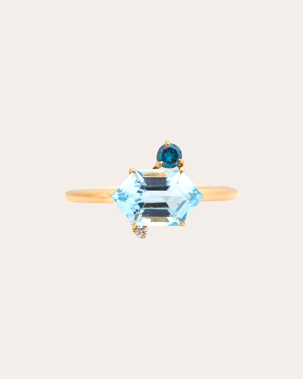 Aquamarine & Blue Diamond Puzzle Ring
