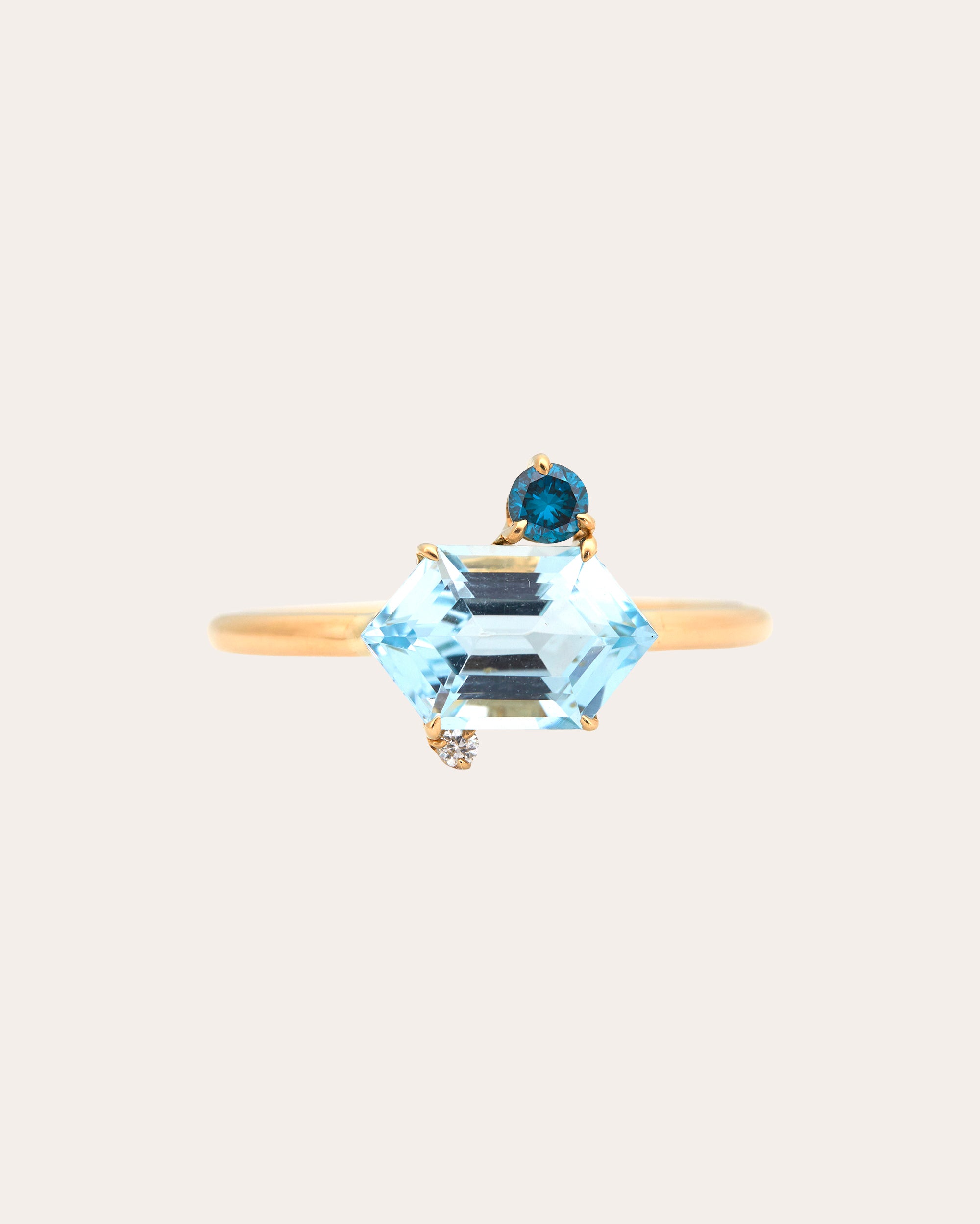 Aquamarine & Blue Diamond Puzzle Ring