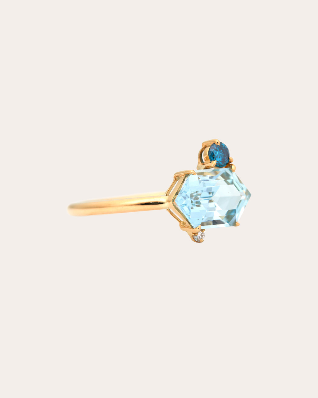Aquamarine & Blue Diamond Puzzle Ring
