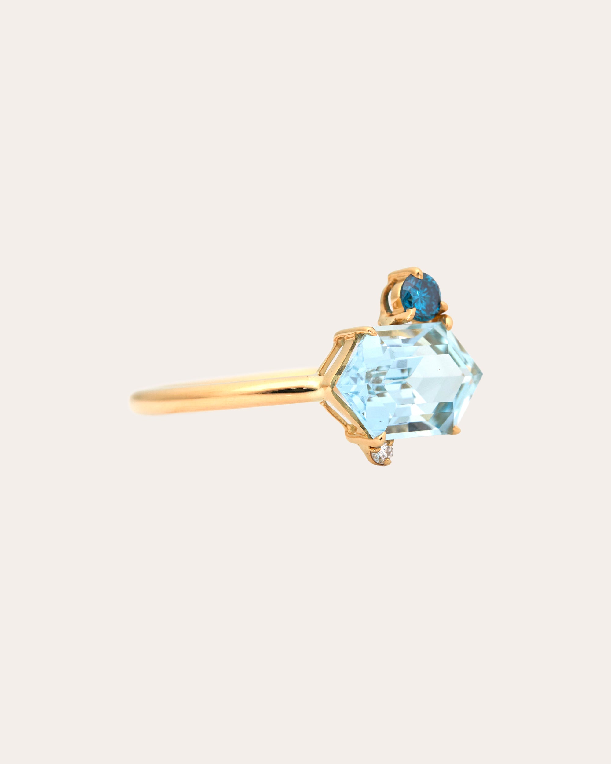 Aquamarine & Blue Diamond Puzzle Ring