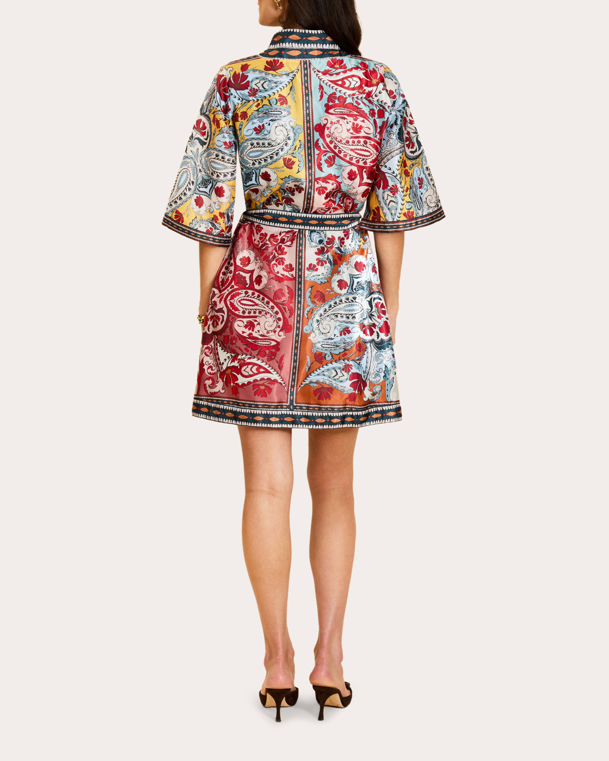 Aracati Patchwork Twill Mini Shirt Dress