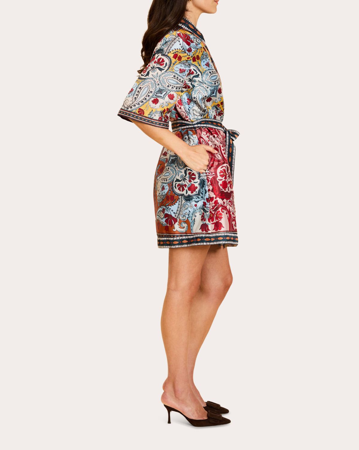 Aracati Patchwork Twill Mini Shirt Dress