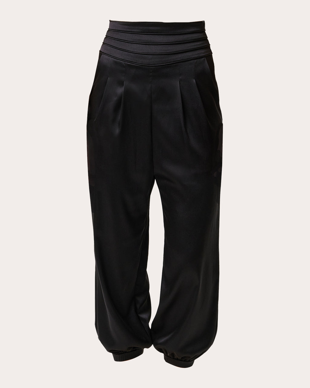 Avenoir Cropped Pleated Stretch Silk Pants