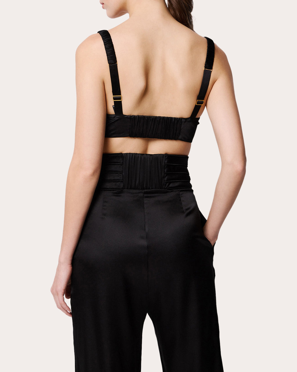 Avenoir Cropped Pleated Stretch Silk Pants