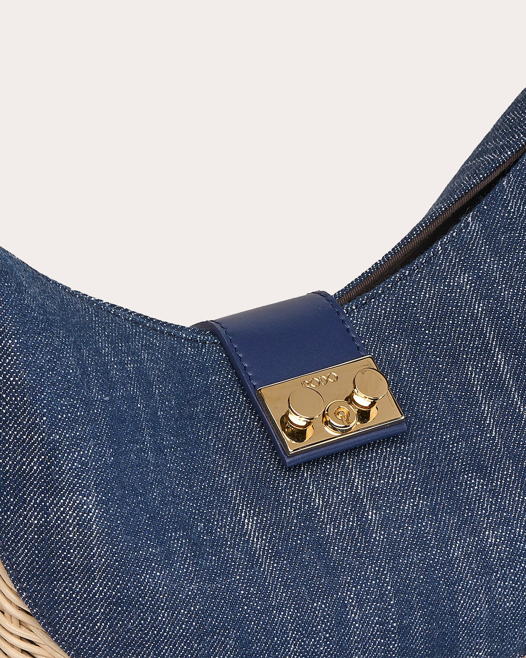 Laurelle Willow Denim & Wicker Shoulder Bag