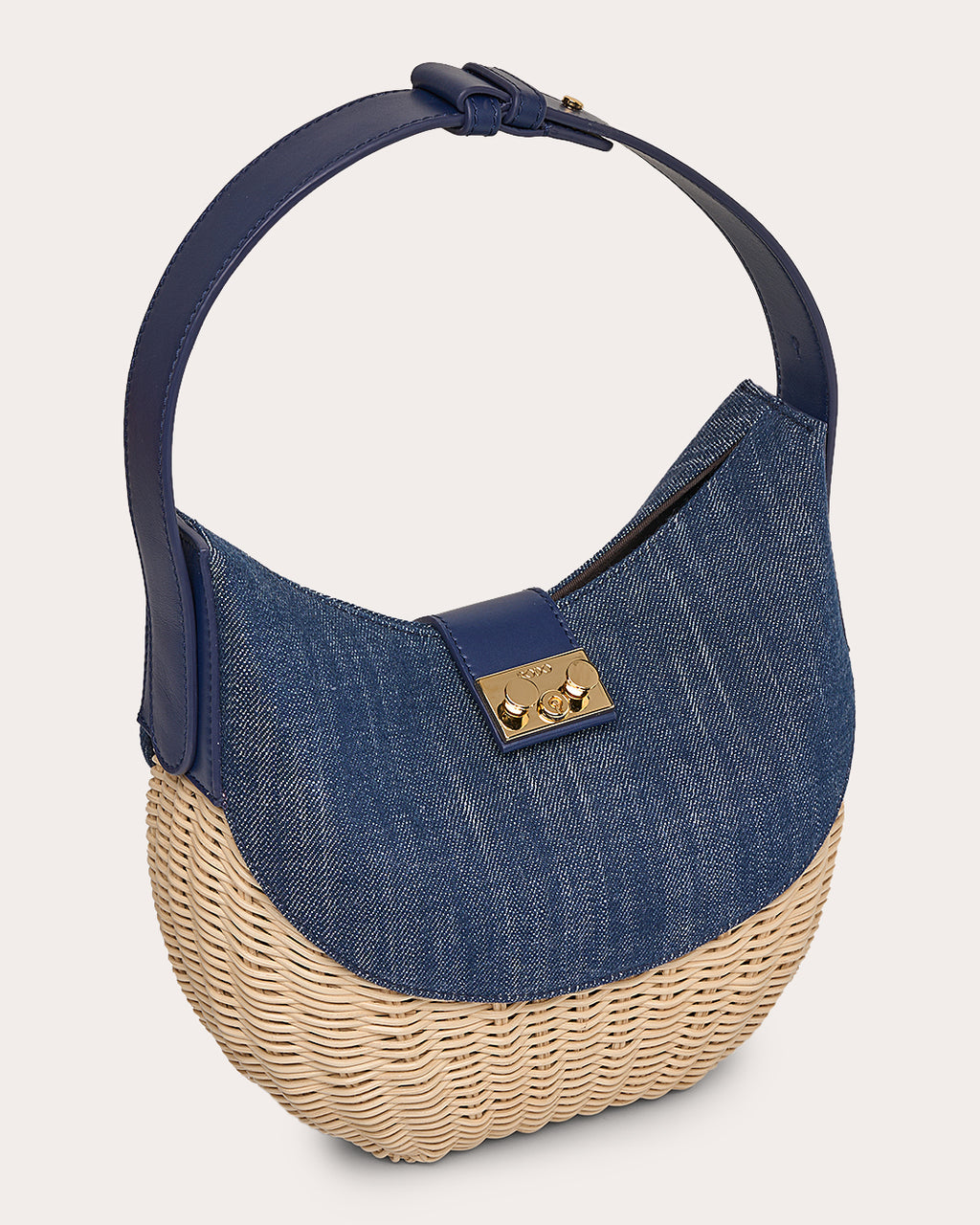 Laurelle Willow Denim & Wicker Shoulder Bag