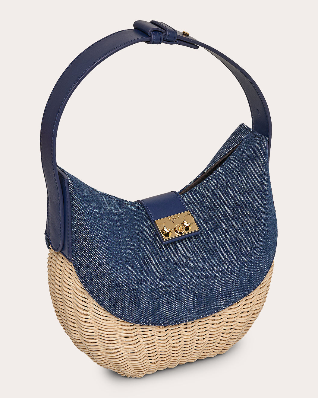 Laurelle Willow Denim & Wicker Shoulder Bag