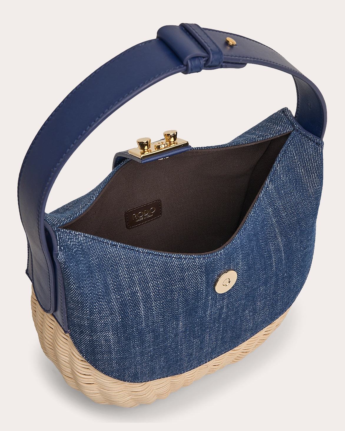 Laurelle Willow Denim & Wicker Shoulder Bag
