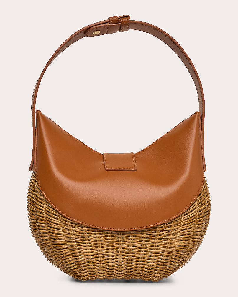 Laurelle Willow Leather & Wicker Shoulder Bag