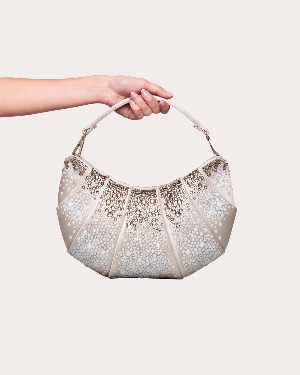 Croissant Satin Crystal Handbag