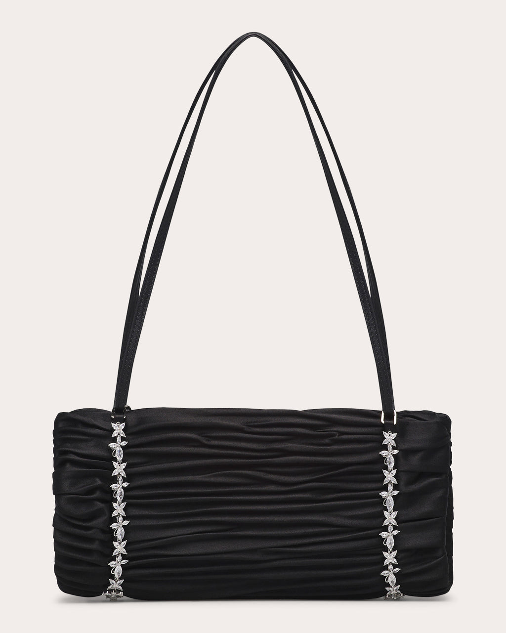 Sue Pleated Satin Crystal Shoulder Bag