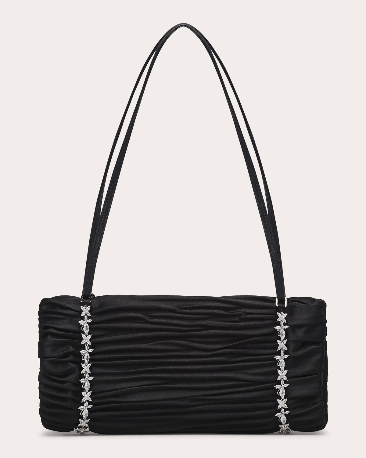 Sue Pleated Satin Crystal Shoulder Bag