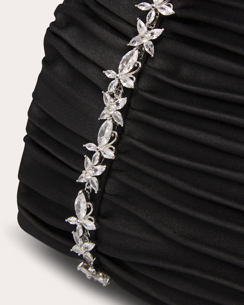 Sue Pleated Satin Crystal Shoulder Bag