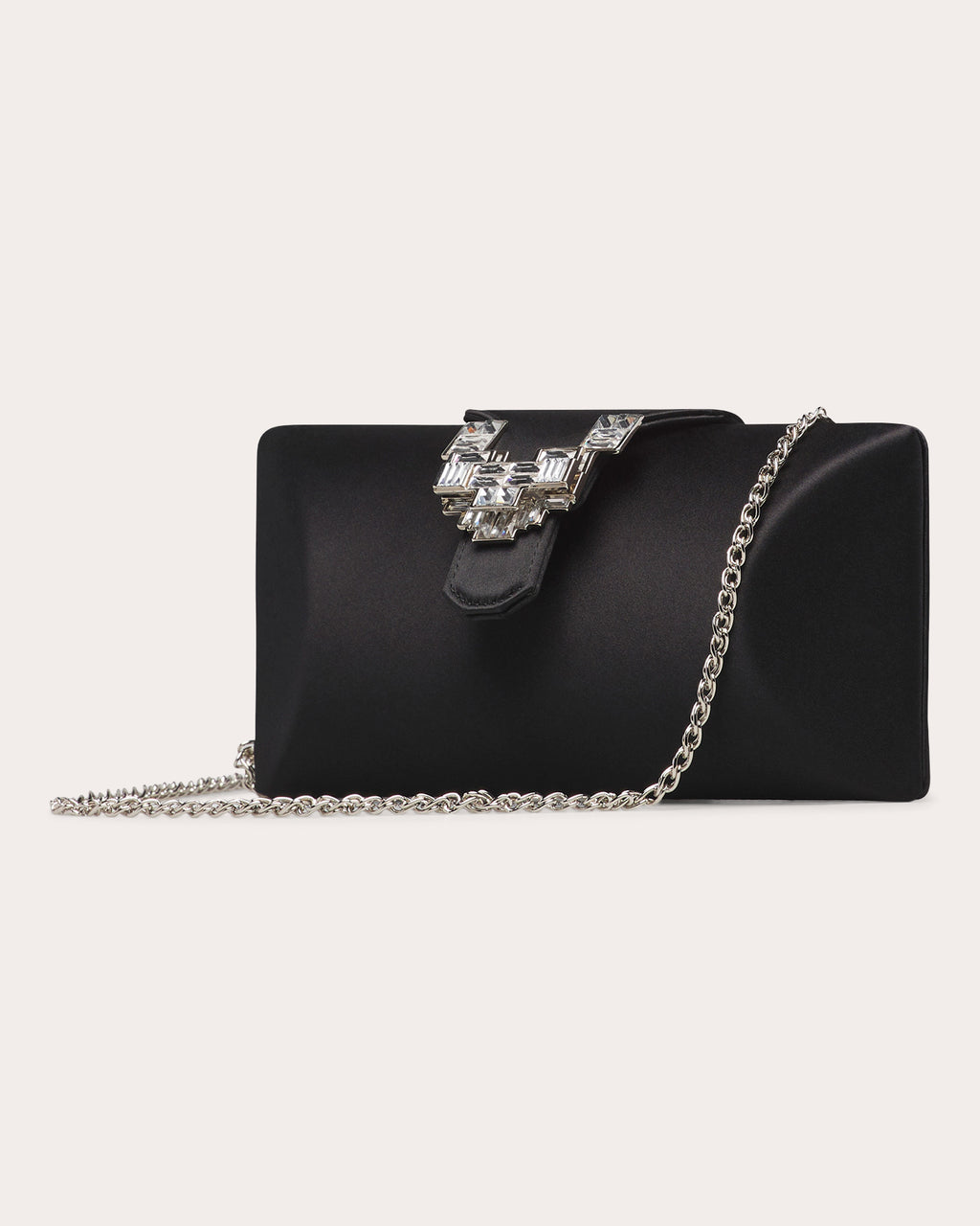 Tube Jewel Satin Clutch
